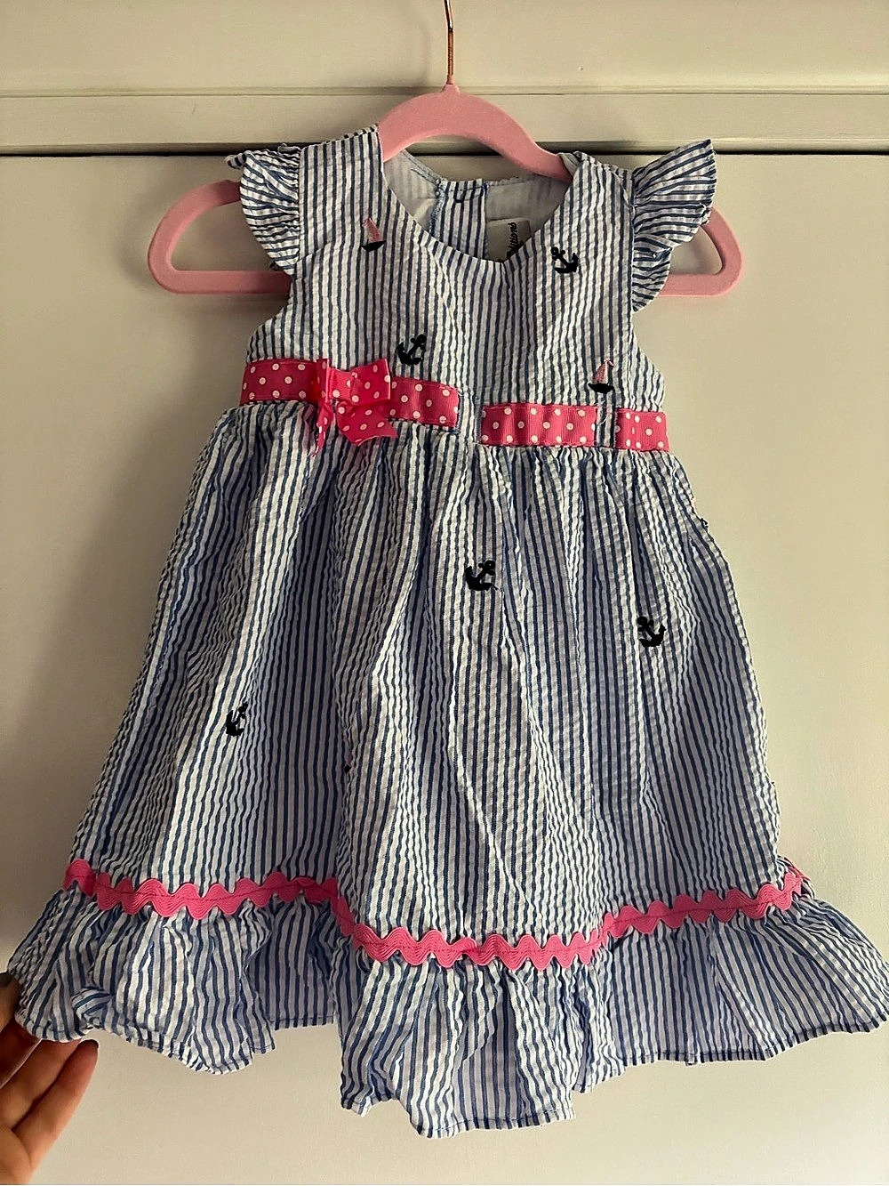 Rare Editions Striped Dress Blue & White